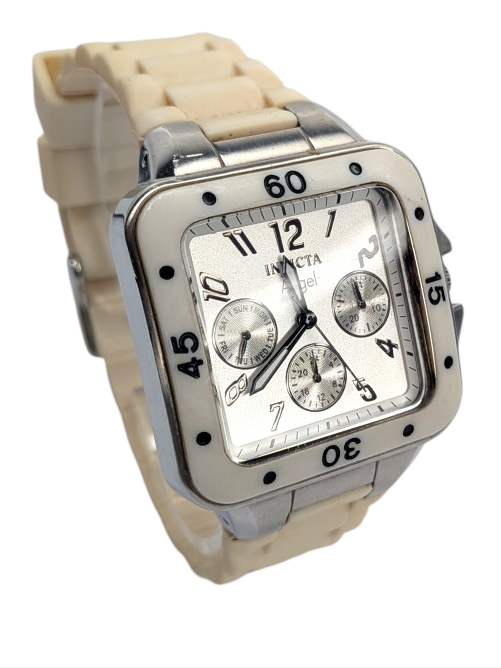 Invicta Angel Lady Women’s Watch Square Off-White Silicone Strap Model 1306